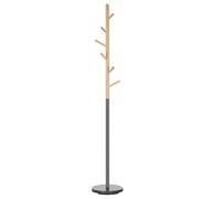 IDIMEX Porte-Manteaux Enrico Portant à vêtements ur Pied en Forme d'arbre avec 6 Crochets sur différentes hauteurs, Bicolore en métal laqué Gris et Bois
