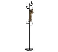 IDIMEX Porte-Manteaux Mila Portant pour vêtements sur Pied Hauteur 174 cm Socle Rond et 8 Crochets Dont 3 à mi-Hauteur, Meuble d'entrée en métal laqué Noir