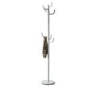 IDIMEX Porte-Manteaux Mila Portant pour vêtements sur Pied Hauteur 174 cm Socle Rond et 8 Crochets Dont 3 à mi-Hauteur, Meuble d'entrée en métal laqué Blanc
