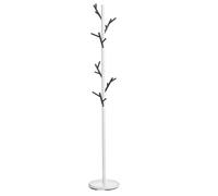 Porte-manteaux ZENO portant à vêtements sur pied en forme d'arbre, 6 crochets sur différentes hauteurs, en métal laqué blanc/noir