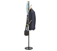 IDIMEX Porte-Manteaux ZENO Portant à vêtements sur Pied en Forme d'arbre avec 6 Crochets sur différentes hauteurs, en métal laqué Noir et doré