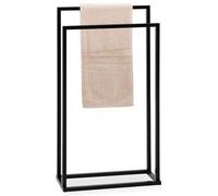 IDIMEX Porte Serviette Salle de Bain MAILO H 84 cm en Métal Noir, Design Simple et Moderne, sur Pieds avec Socle Stable, 3 Barreaux Porte Serviettes