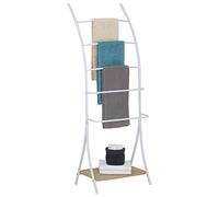 IDIMEX Porte-Serviettes sur Pied Edy avec 5 Niveaux de différentes hauteurs en métal Blanc et 1 étagère Portant pour vêtements et Linge de salles de Bain