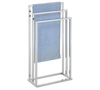 IDIMEX Porte-Serviettes sur Pied KUNO Portant pour vêtements et Linge de Salle de Bain avec 3 Niveaux d'étendage sur différentes hauteurs, Structure en métal laqué Noir et Blanc
