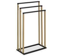 IDIMEX Porte-Serviettes sur Pied KUNO Portant pour vêtements et Linge de Salle de Bain avec 3 Niveaux d'étendage sur différentes hauteurs, Structure en métal laqué Noir et doré