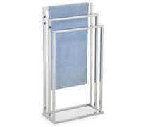 Porte-serviettes sur pied KUNO portant de salle de bain avec 3 niveaux d'étendage, structure en métal chromé