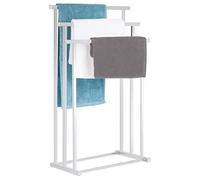 IDIMEX Porte-Serviettes sur Pied Mattia Portant pour vêtement et Linge de Salle de Bain avec 3 Niveaux d'étendage de différentes hauteurs, Structure en métal chromé