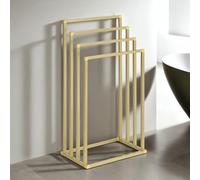 IDIMEX Porte-Serviettes sur Pied Senza en Métal Doré avec 4 Niveaux d'Étendage sur Différentes Hauteurs, Sèche-Serviettes pour de Salle de Bain