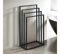 IDIMEX Porte-Serviettes sur Pied Senza en Métal Noir avec 4 Niveaux d'Étendage sur Différentes Hauteurs, Sèche-Serviettes pour de Salle de Bain