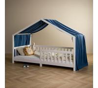 IDIMEX Rideau de lit LIAN en Mousseline 100% Coton 125 x 390 cm, pour Lits cabanes Enfants, Tissu léger et Doux, Bleu foncé