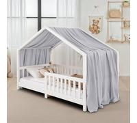 IDIMEX Rideau de lit LIAN en Mousseline 100% Coton 125 x 390 cm, pour Lits cabanes Enfants, Tissu léger et Doux, Gris Clair