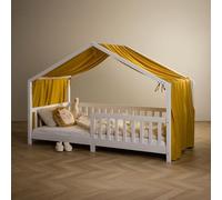 IDIMEX Rideau de lit LIAN en Mousseline 100% Coton 125 x 390 cm, pour Lits cabanes Enfants, Tissu léger et Doux, Jaune