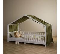 IDIMEX Rideau de lit LIAN en Mousseline 100% Coton 125 x 390 cm, pour Lits cabanes Enfants, Tissu léger et Doux, Vert foncé