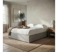 IDIMEX Sommier tapissier Maya 120 x 190 cm Structure en Bois et revêtement en Tissu Gris, Cadre de lit avec Pieds et sommier à Lattes pour 1 Personne