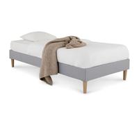 IDIMEX Sommier tapissier PAIMPOL 90 x 190 cm Structure en Bois et revêtement en Tissu Gris, Cadre de lit avec Pieds et sommier à Lattes déhoussable pour 1 Personne