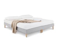 IDIMEX Sommier tapissier Rennes 180 x 200 cm Structure en Bois et revêtement en Tissu Gris, Cadre de lit avec Pieds et sommier à Lattes déhoussable pour 1 Personne