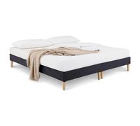 IDIMEX Sommier tapissier Rennes 180 x 200 cm Structure en Bois et revêtement en Tissu Noir, Cadre de lit avec Pieds et sommier à Lattes déhoussable pour 1 Personne
