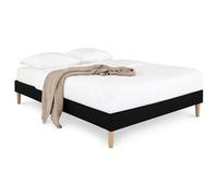 IDIMEX Sommier tapissier VANNES 120 x 190 cm Structure en Bois et revêtement en Tissu Noir, Cadre de lit avec Pieds et sommier à Lattes pour 1 Personne