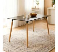 Table à Manger SHANNON, Rectangulaire, L 120 cm, 4 Personnes, Noir, Table Salle à Manger au Style Scandinave