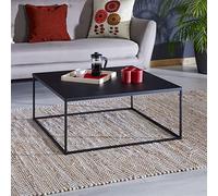 IDIMEX Table Basse HILAR Table de Salon Grande Table d'appoint Design Retro Vintage Industriel, Plateau carré de 80 x 80 cm en métal laqué Noir