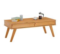 IDIMEX Table Basse Jona Style scandinave Table de Salon rectangulaire avec 2 tiroirs, en pin Massif lasuré Brun