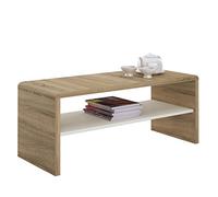 IDIMEX Table Basse Noelle, Table de Salon rectangulaire ou Meuble TV de 120 cm avec 1 étagère Espace de Rangement Ouvert, en mélaminé décor chêne Sonoma et Blanc Mat