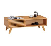 IDIMEX Table Basse Sean Table de Salon rectangulaire Design Vintage, avec 4 niches et des Portes coulissantes ajourées, en pin Massif Finition teintée/cirée