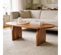 IDIMEX Table basse Tamil en bois d'acacia massif - 120 x 60 cm - Naturel - Table d'appoint avec grain caractéristique, table de salon au design moderne, table basse pour une atmosphère naturelle.