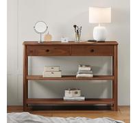 IDIMEX Table Console d'entrée APOANA L 110 cm en Bois Massif Coloris châtaignier avec 2 tiroirs et 2 tablettes, Design Naturel, Table pour Salon