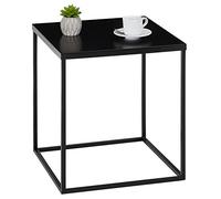 Table d'appoint HILAR table basse de salon table à café bout de canapé design retro vintage industriel, plateau carré en métal noir Noir G