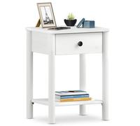 IDIMEX Table de Chevet APOANA avec 1 tiroir et 1 Tablette, Dimensions montées 45 x 55 x 35 cm, pin Massif Blanc, idéal pour Chambre ou Salon, Style Naturel
