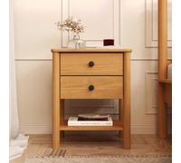 Table de chevet APOANA H 54 cm en Bois massif coloris chêne avec 2 Tiroirs et 1 Étagère inférieure