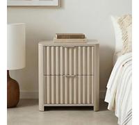 IDIMEX Table de chevet Ella avec 2 tiroirs, gris clair/cachemire, table de chevet avec façade à lamelles, table d'appoint en MDF, petite commode au design moderne avec aspect rainuré