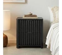 IDIMEX Table de chevet Ella avec 2 tiroirs, noire - Table de chevet avec façade à lamelles, table d'appoint en MDF, petite commode au design moderne avec aspect rainuré