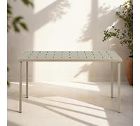 IDIMEX Table de Jardin Azalea rectangulaire, Coloris Champagne 140 x 75 x 80 cm en métal Robuste pour 6 Personnes Design Moderne idéale pour terrasse Balcon et Repas en extérieur