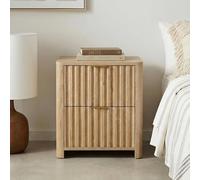 IDIMEX Table de nuit Ella avec 2 tiroirs, finition chêne - Table de chevet avec façade à lamelles, table d'appoint en MDF, petite commode au design scandinave moderne