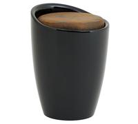 IDIMEX Tabouret Daniel Pouf Rond avec Rangement, Panier à Linge avec Assise rembourrée, Structure en Plastique Noir et revêtement en Tissu Microfibre Brun Vintage
