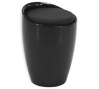 IDIMEX Tabouret Daniel Pouf Rond Coffre de Rangement Panier à Linge siège avec Assise rembourrée, Structure en Plastique Noir et revêtement synthétique Noir