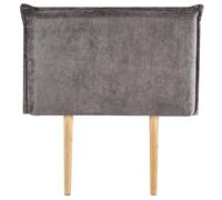 IDIMEX Tête de lit DELMO 90 rembourrée, en Tissu Polyester pour lit 90 cm, sur Pieds en Bois, Gris