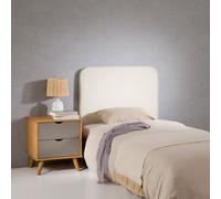 IDIMEX Tête de lit Lunar 90, en Tissu rembourré, Fixation Murale Design Arrondi Moderne, pour lit 90 cm ou Moins, Blanc crème