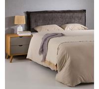 IDIMEX Tête de lit OVIO 160 rembourrée, en Tissu Polyester pour lit 160 cm, sur Pieds en Bois, Gris