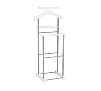 Valet de chambre ASSAM chevalet de nuit portant pour vêtements, structure en métal laqué argenté et MDF blanc