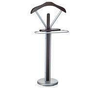 IDIMEX Valet de Chambre Fabio chevalet de Nuit Portant pour vêtements, Structure en métal laqué Couleur Aluminium et Finition en MDF Couleur wengé