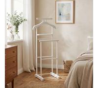 IDIMEX Valet de Chambre Medina chevalet de Nuit Double Portant pour vêtements, en MDF et métal laqué Blanc