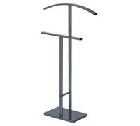 IDIMEX Valet de Chambre Scott chevalet de Nuit avec Un Cintre pour Veste et Un Portant pour Pantalon et Autres vêtements, Socle rectangulaire et Tubes en métal laqué Gris