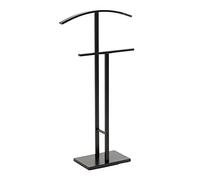 IDIMEX Valet de Chambre Scott chevalet de Nuit avec Un Cintre pour Veste et Un Portant pour Pantalon et Autres vêtements, Socle rectangulaire et Tubes en métal laqué Noir
