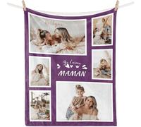 iDIY Cadeau Maman Noel - Plaid Personnalisé, Maman Cadeau de Noël Anniversaire et Fete des Meres - Cadeaux Mere Original, Couverture personnalisée