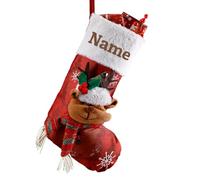 iDIY Chaussette de Noel Personnalisé - Nom Personnalisé, Coton & Lin, 45 cm, Père Noël, GNOME, Pingouin, Bonhomme de Neige, Renne - Deco Noel Personnalisé - Renne
