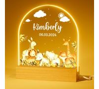 iDIY Veilleuse Bébé Cadeau Naissance Personnalisé - Pour Garçon ou Fille, Lampe Decoration Chambre Bebe - Safari