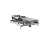 Idliterie 140x190 en bois matelas sommier tete de lit - sommier a lattes beige